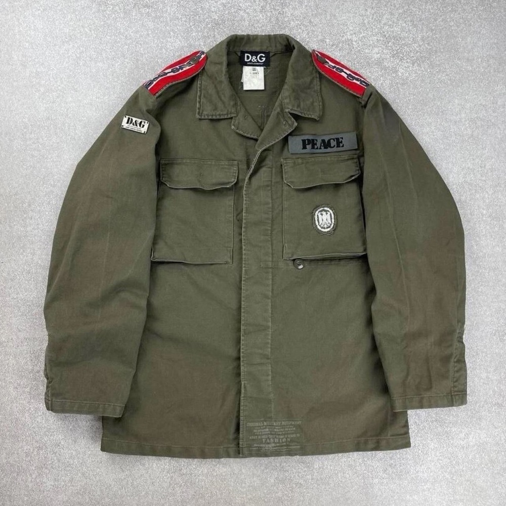 D&G Olive Military-Inspired Men's Field Jacket